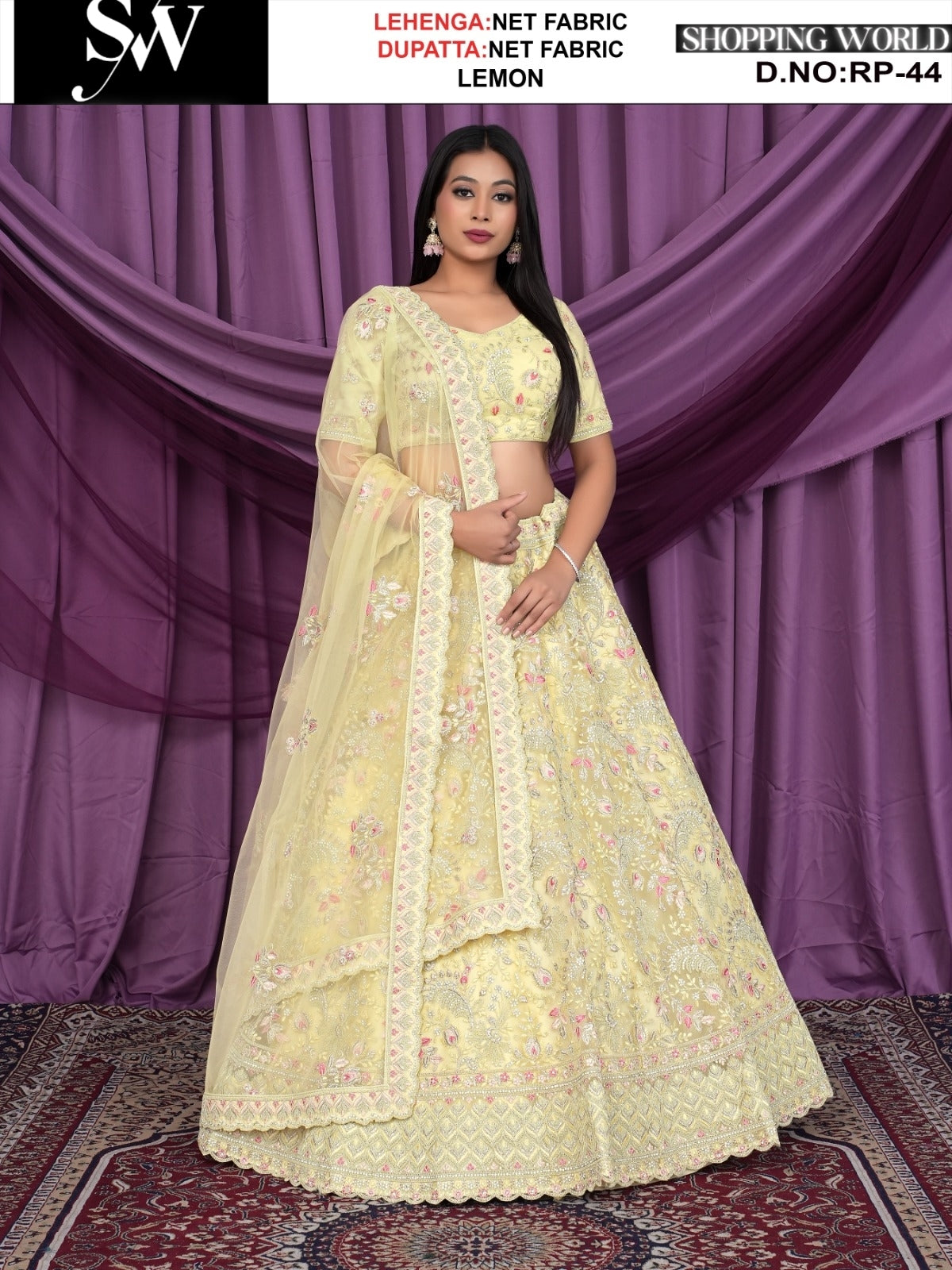 Lemon Net fabric lehenga