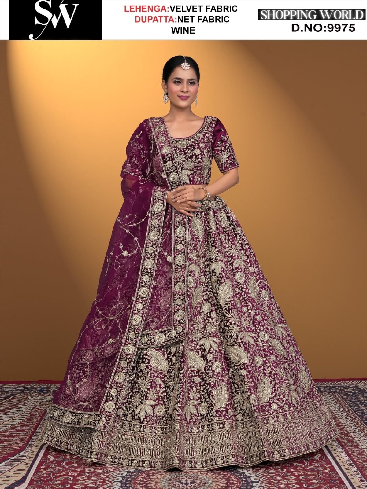 Wine Velvet fabric lehenga