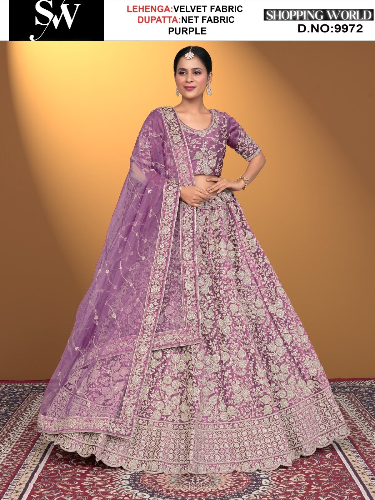 Purple Velvet fabric lehenga