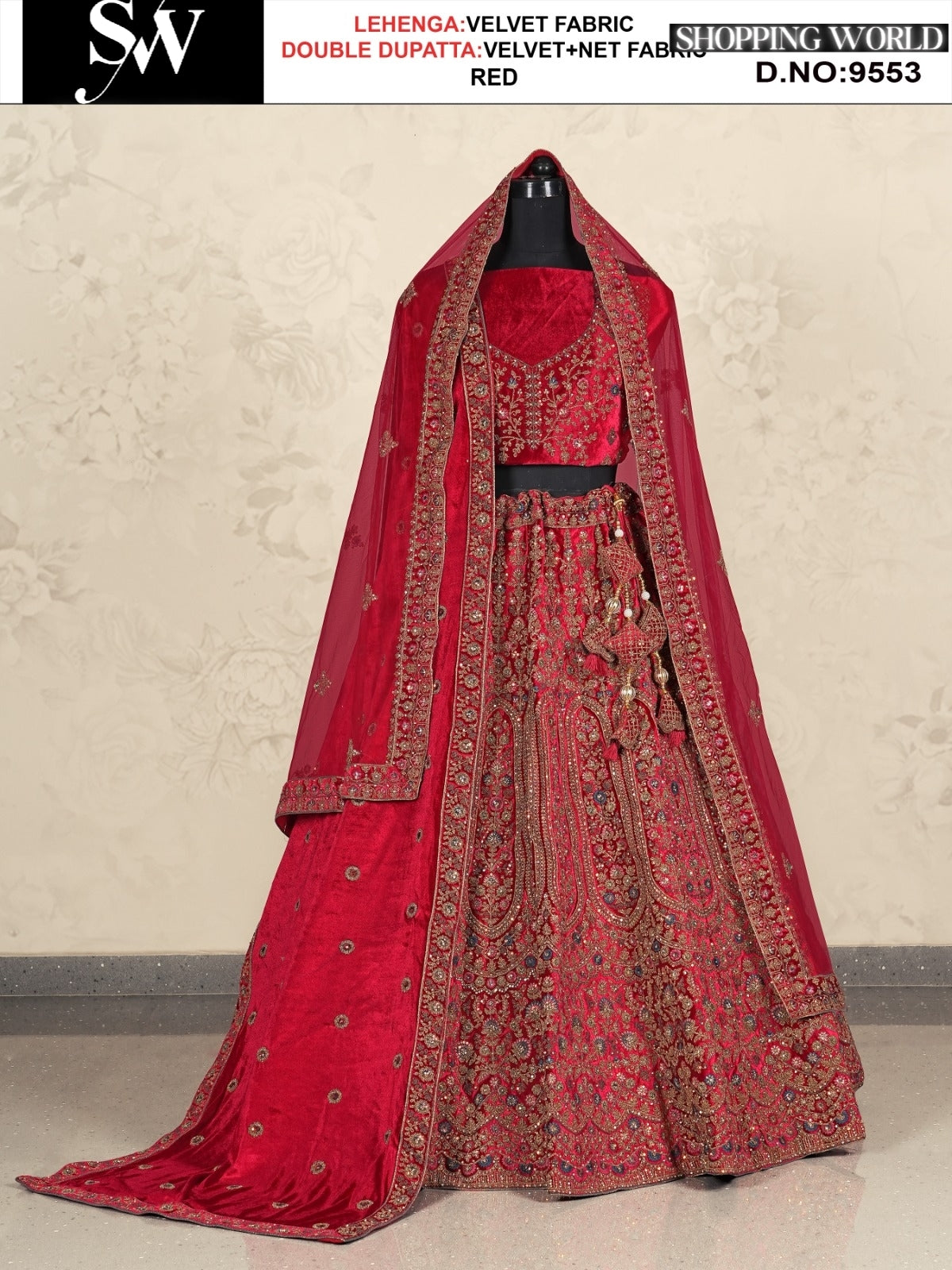 Red Velvet fabric lehenga