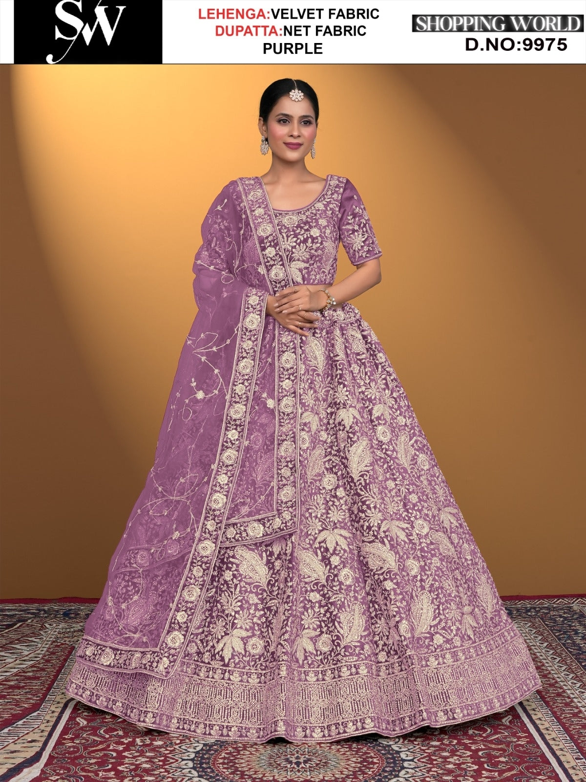Purple Velvet fabric lehenga