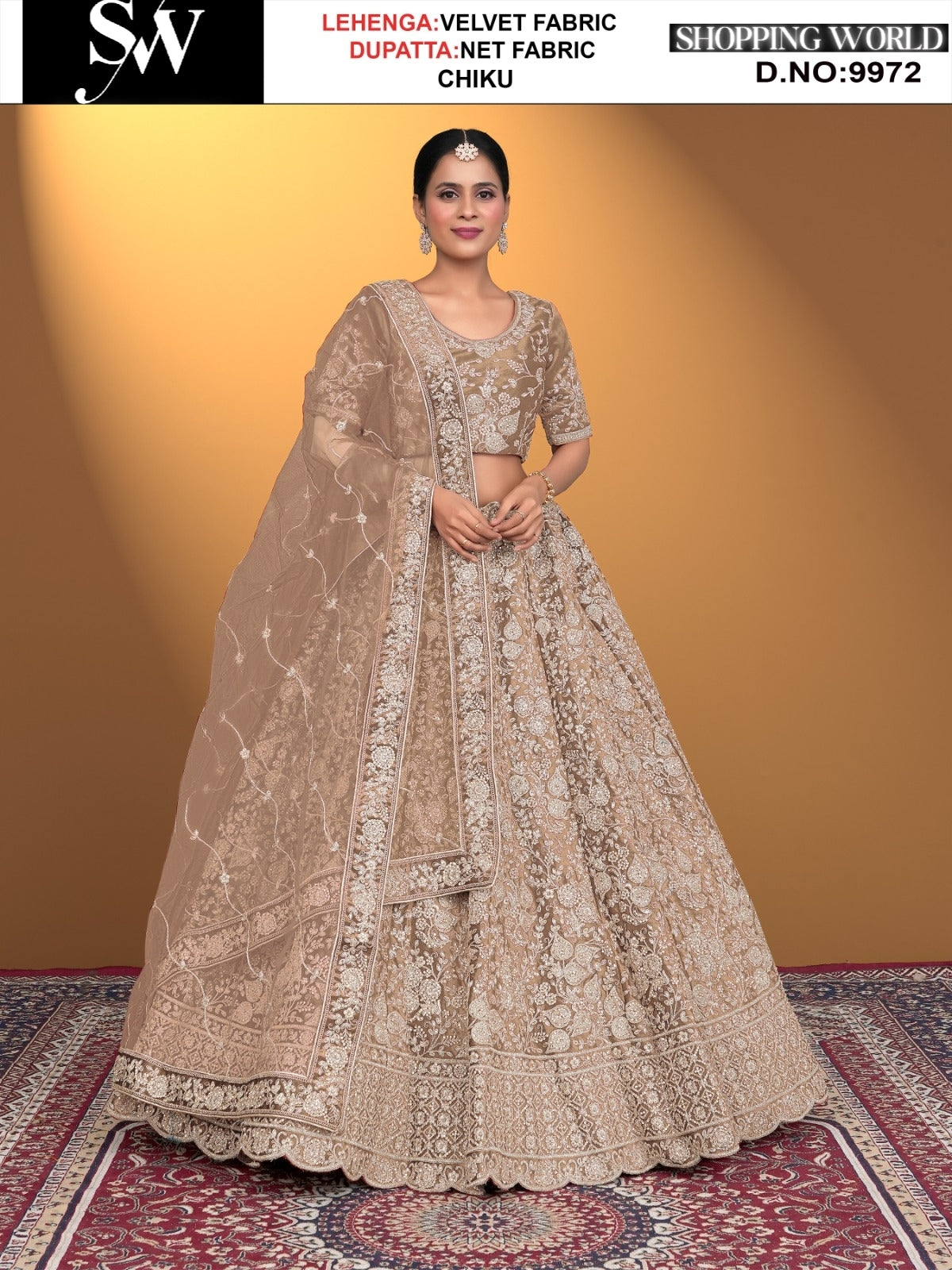 Chiku Velvet fabric lehenga