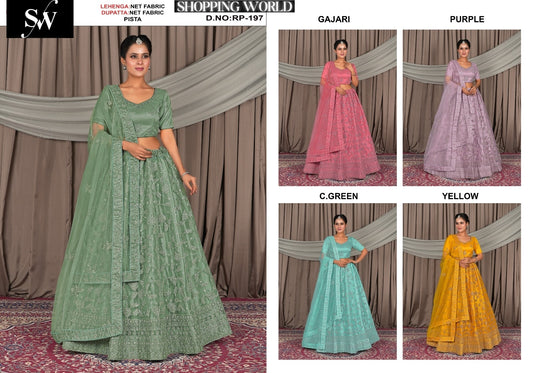 Pista green Net Fabric lehenga