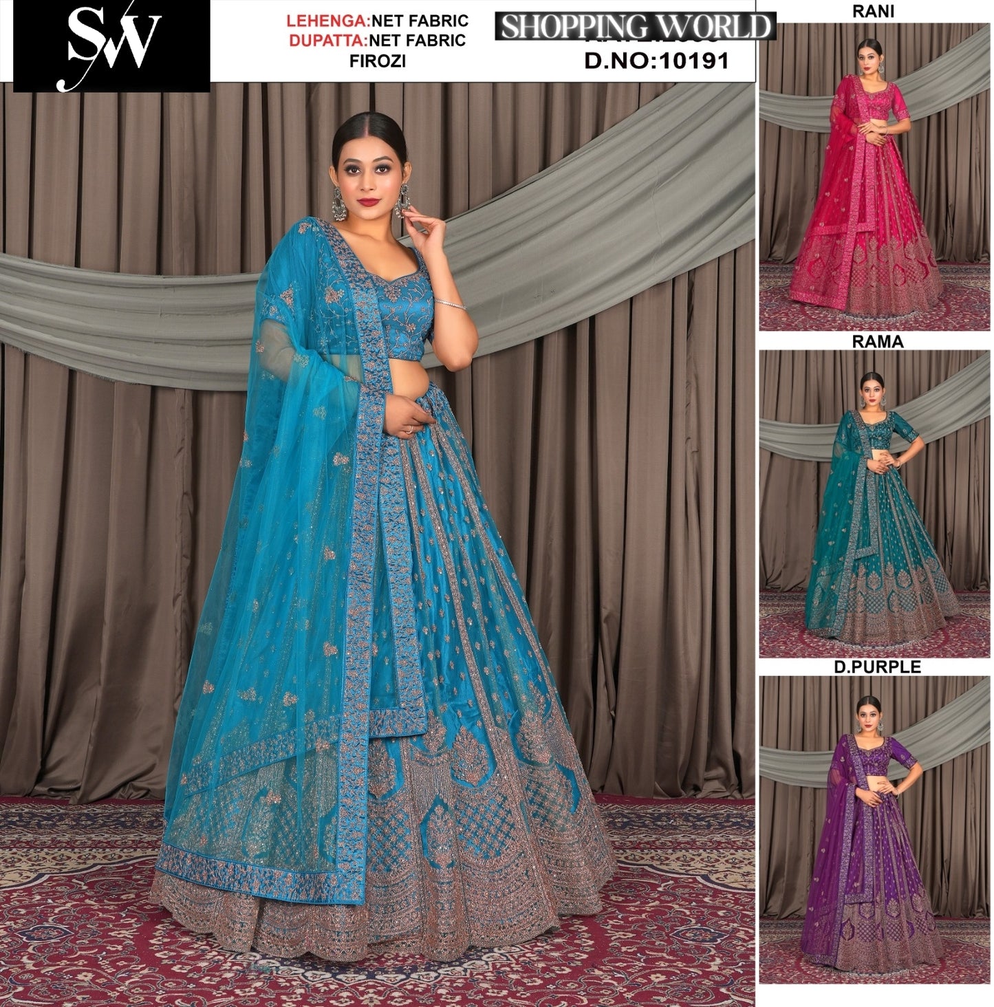 Firozi Net Fabric lehenga