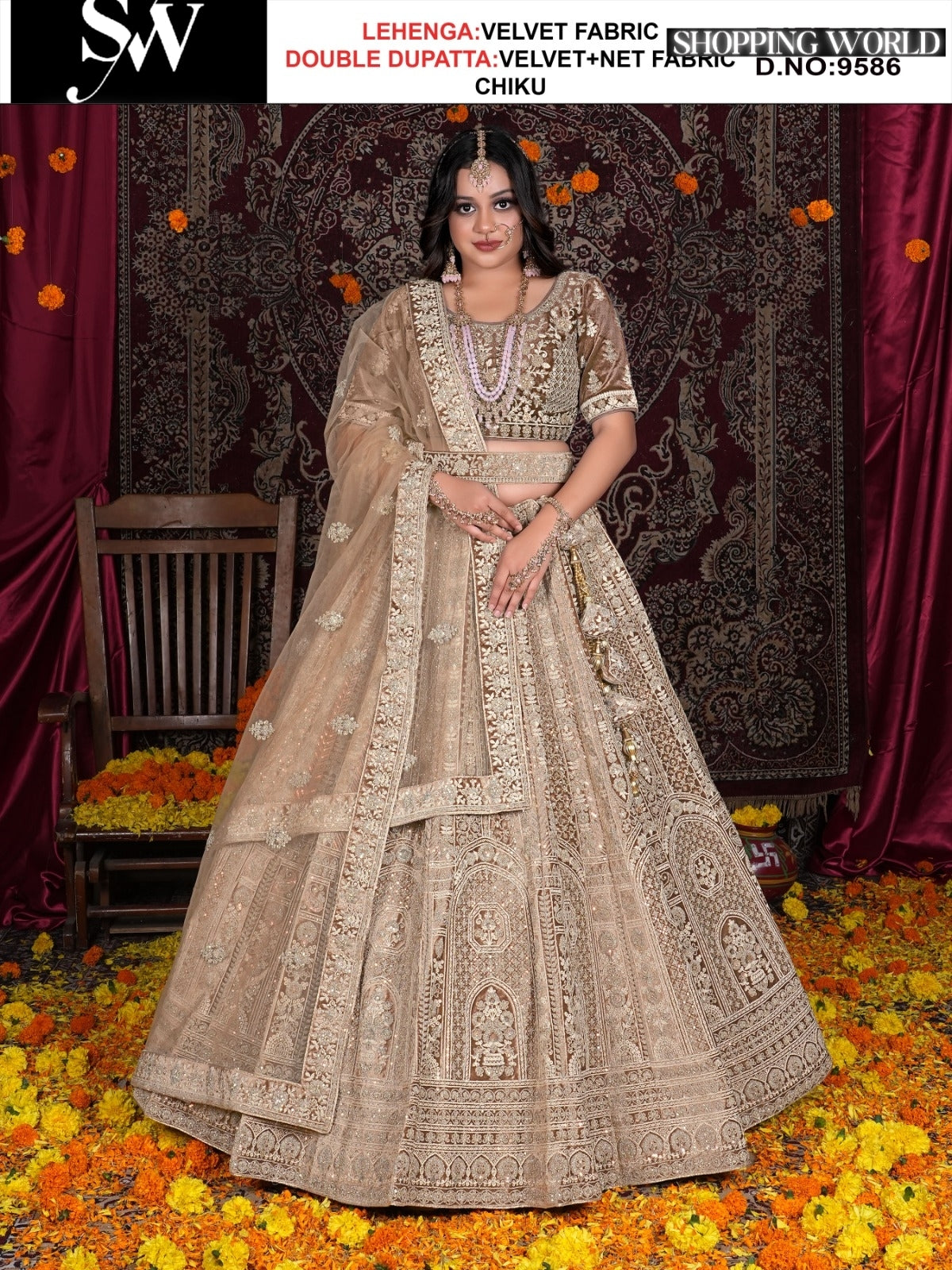 Chiku Velvet fabric lehenga