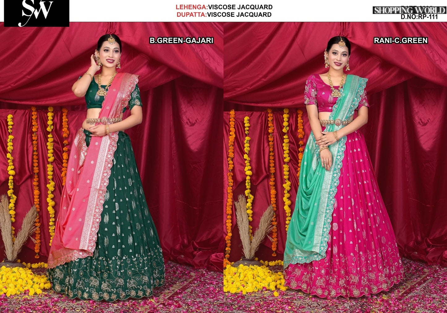 Multi Lehenga Viscose Jacquard fabric lehenga