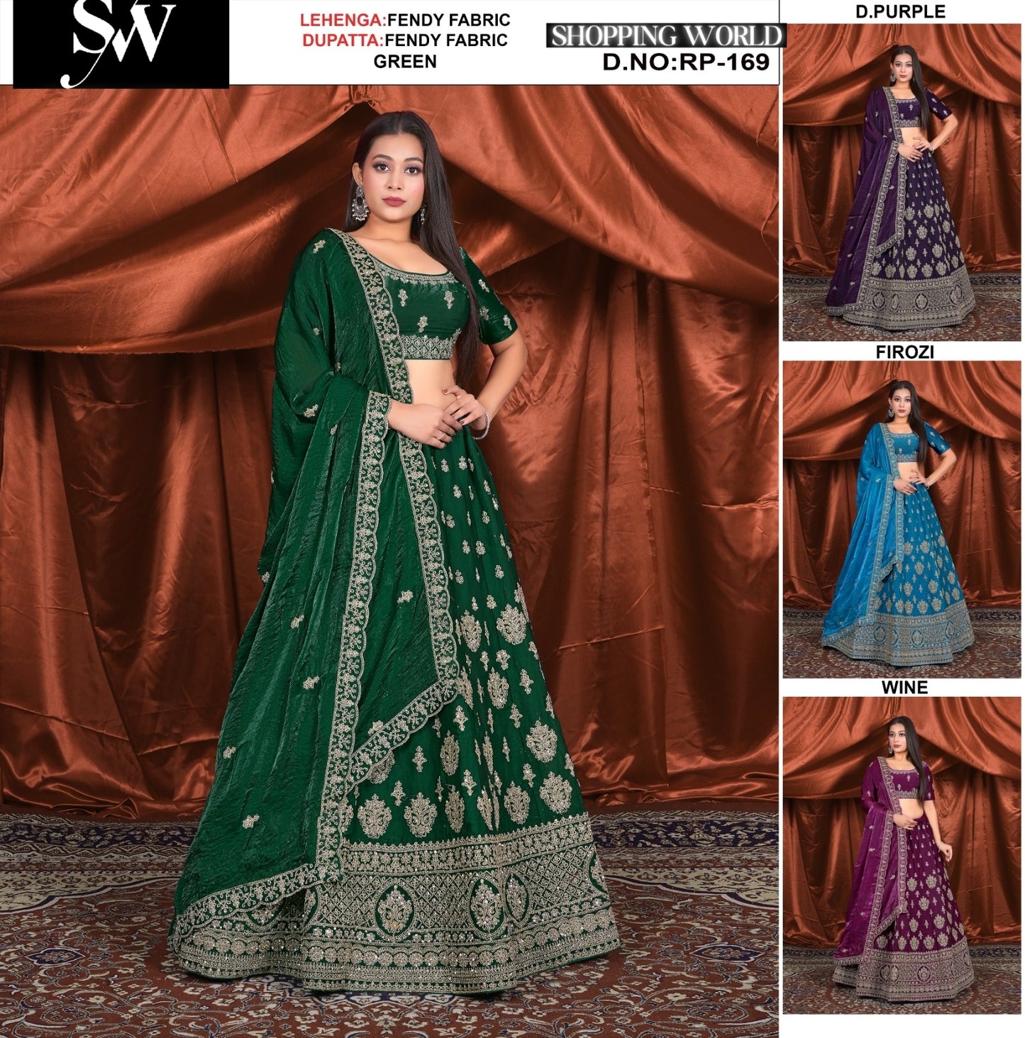 Green Fendy Fabric lehenga