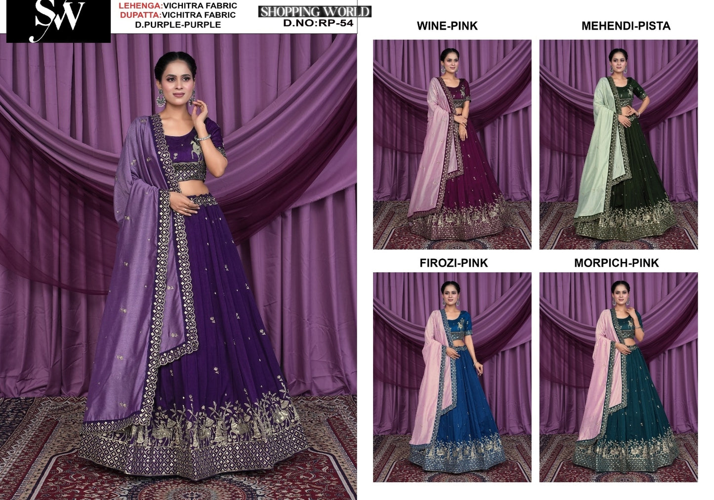 Dark purple Vichitra Fabric lehenga