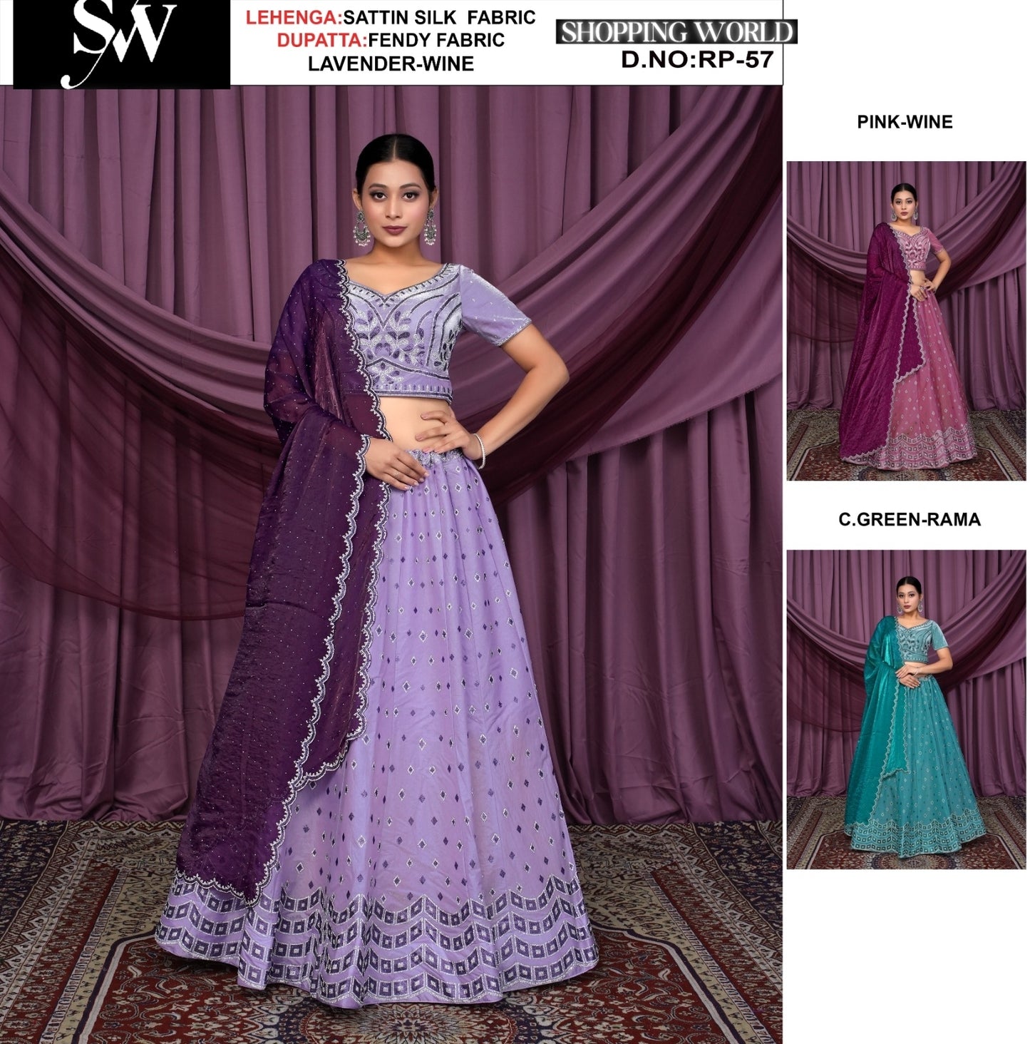 Lavender wine sattin silk fabric lehenga