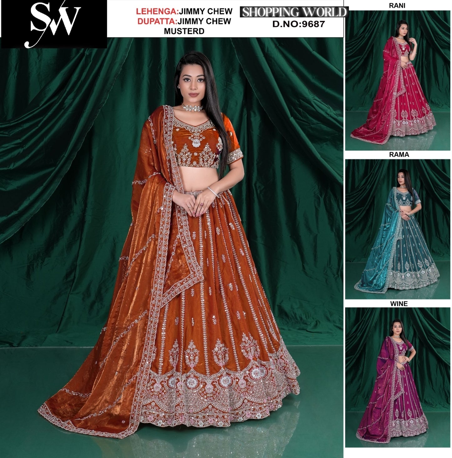 Mustard jimmy chew fabric lehenga