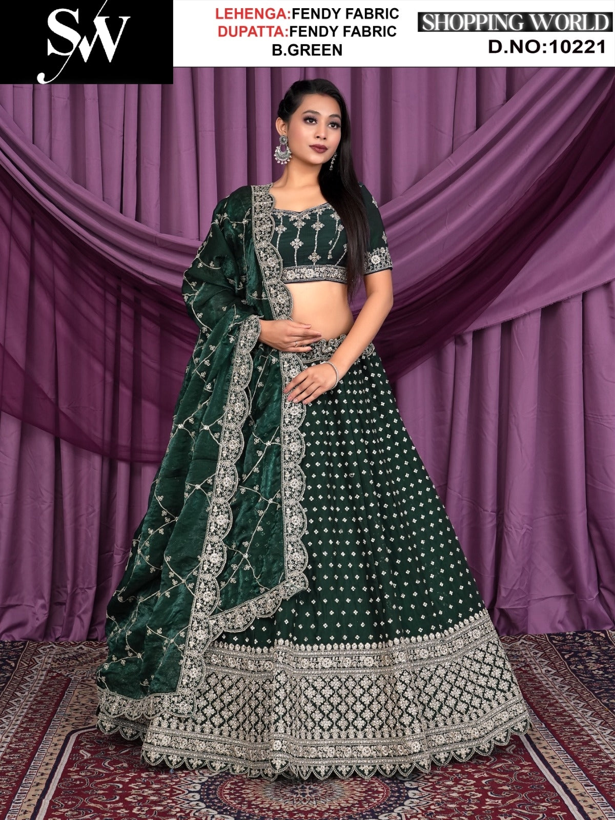 Green fendy fabric lehenga