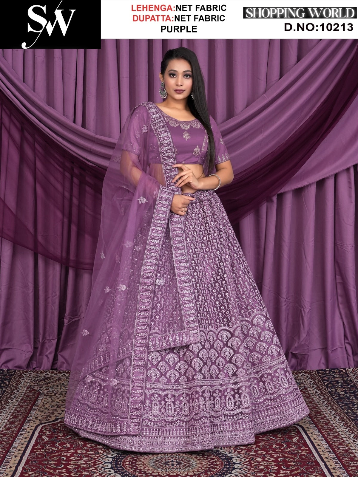 Purple net fabric lehenga