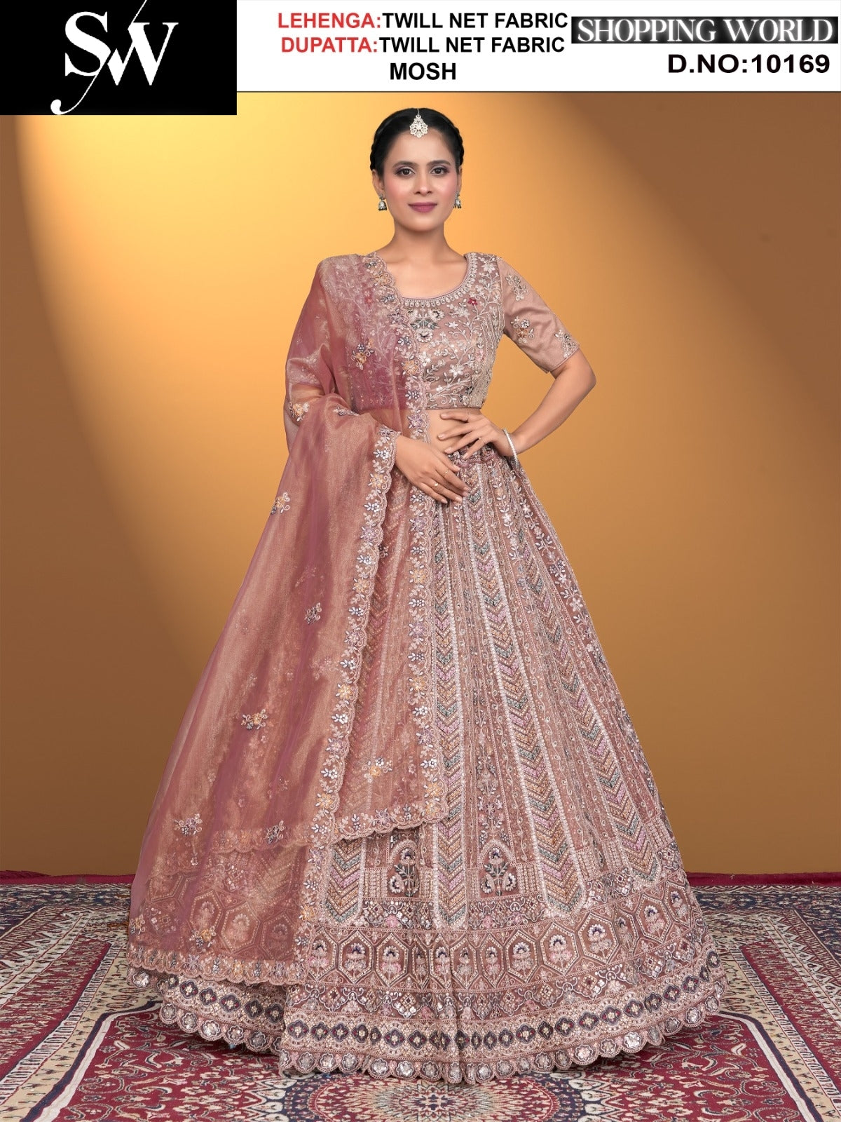 Mosh twill Net fabric lehenga