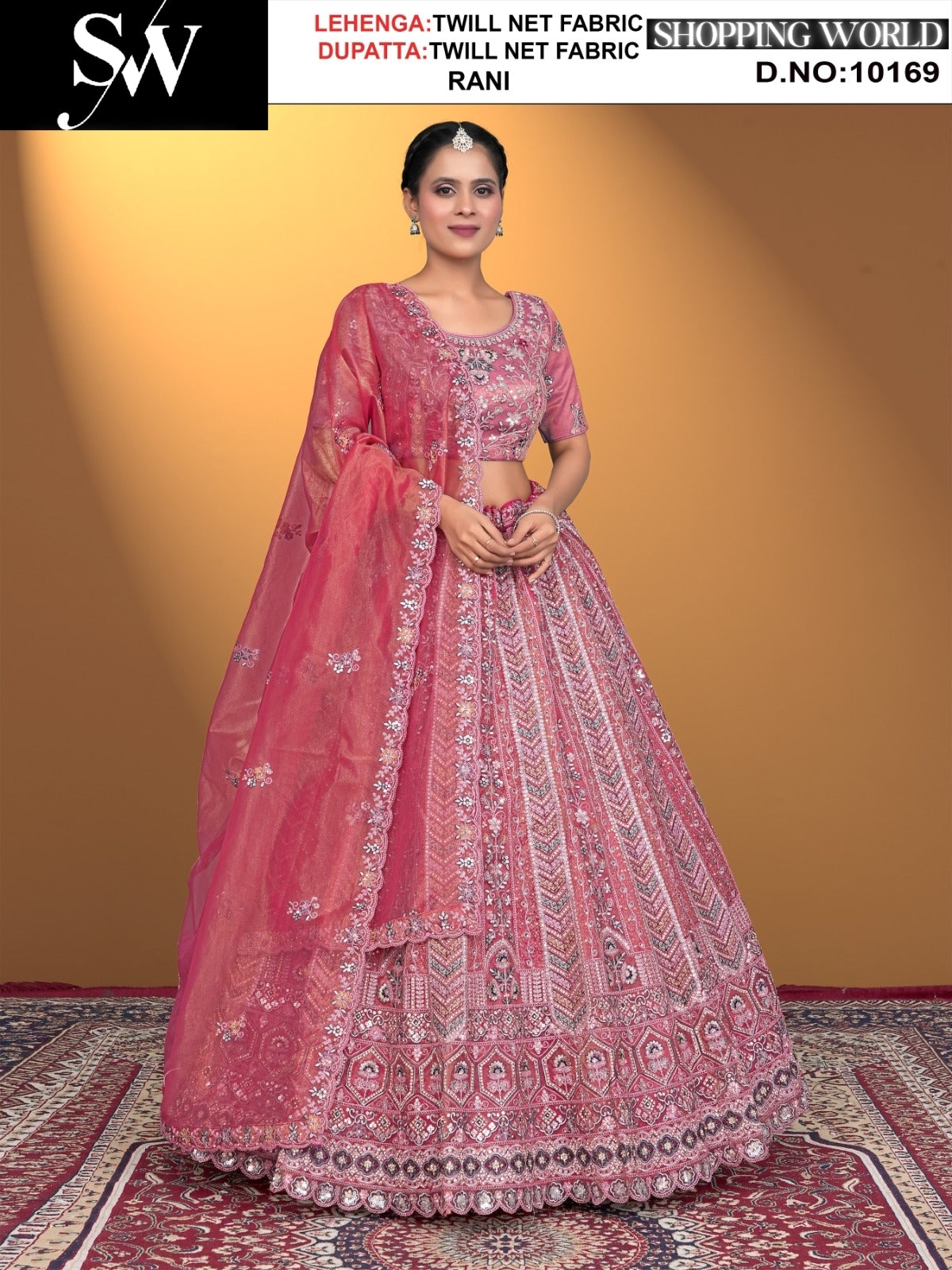 Rani twill Net fabric lehenga