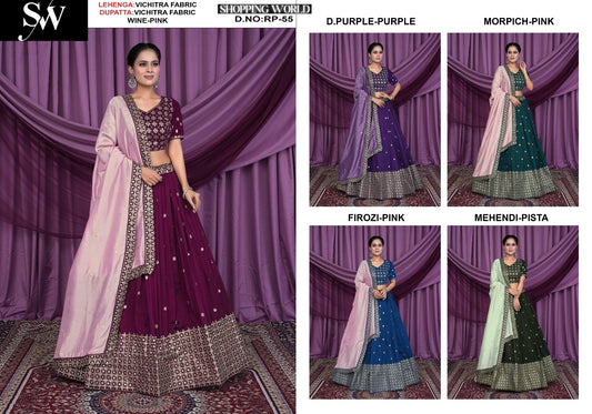 Wine pink Lehenga Vichitra fabric