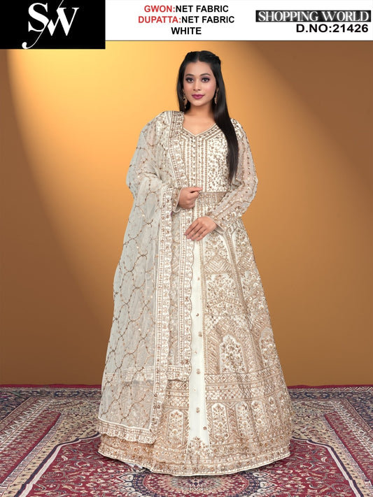White net Fabric lehenga long dress muslim special upto large xl size