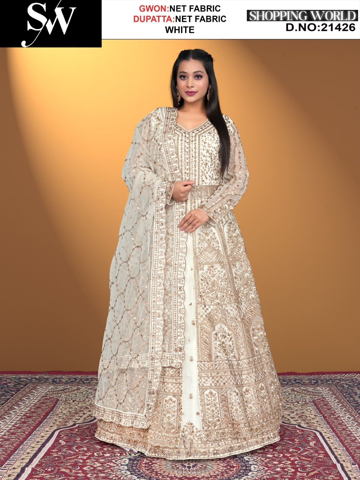 White net Fabric lehenga long dress muslim special upto large xl size