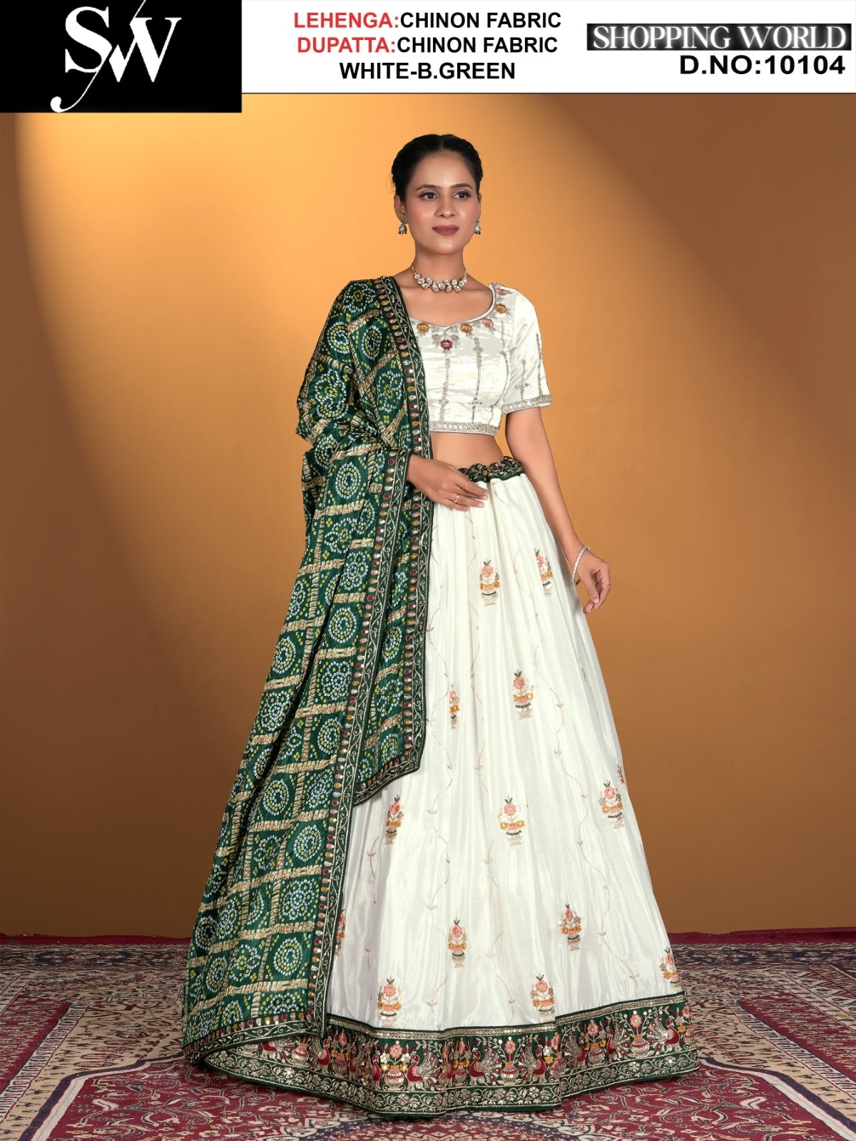 White chiffon Fabric lehenga