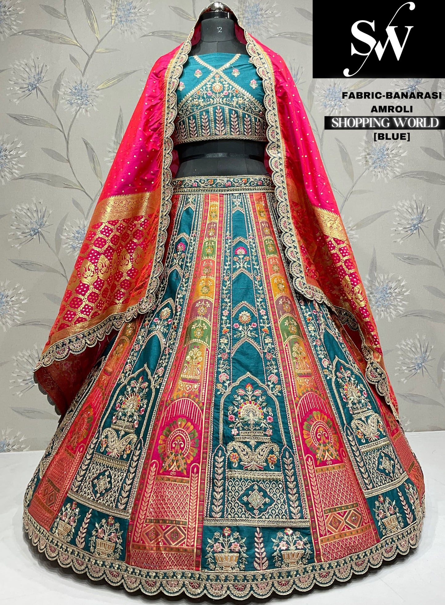 Fair blue banarasi party wear Lehenga