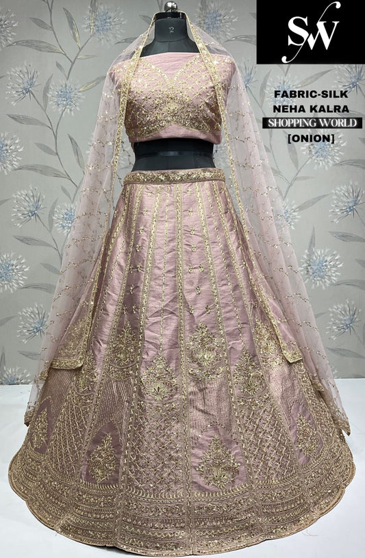 Lehenga de fiesta de seda azul cielo de diseñador