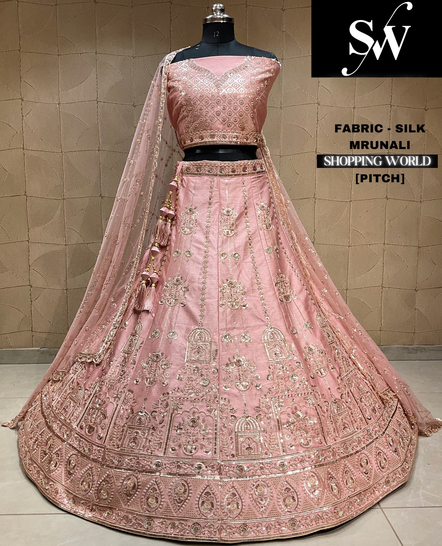 Gorgeous silk peach light pink Lehenga