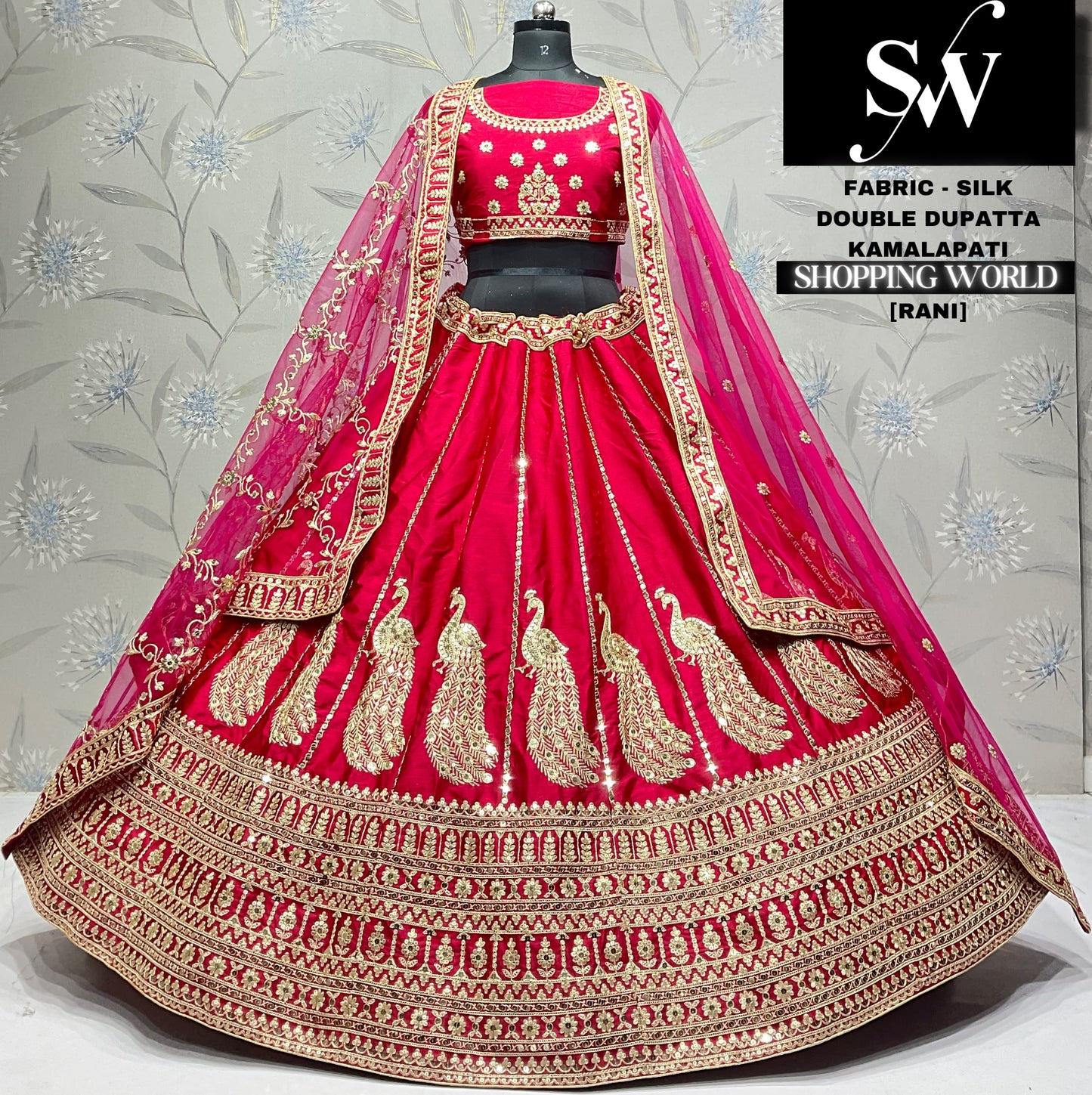 Fantastic red silk double dupatta bridal Lehenga