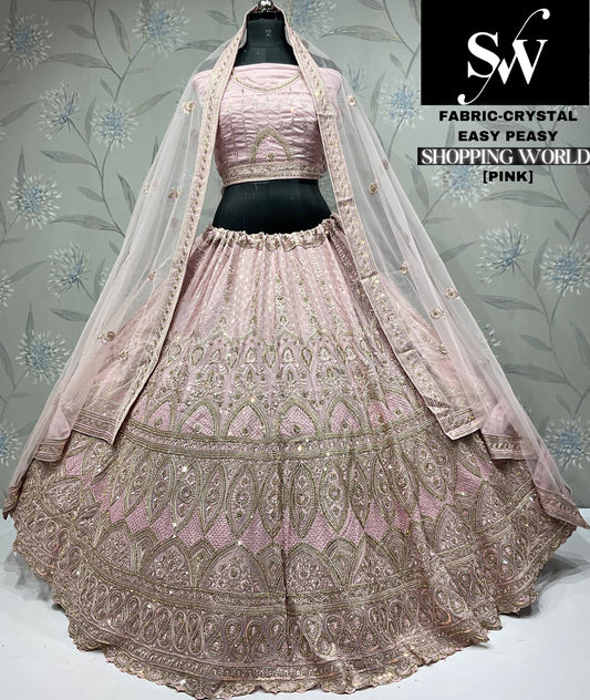 Gorgeous pink Crystal party wear Lehenga