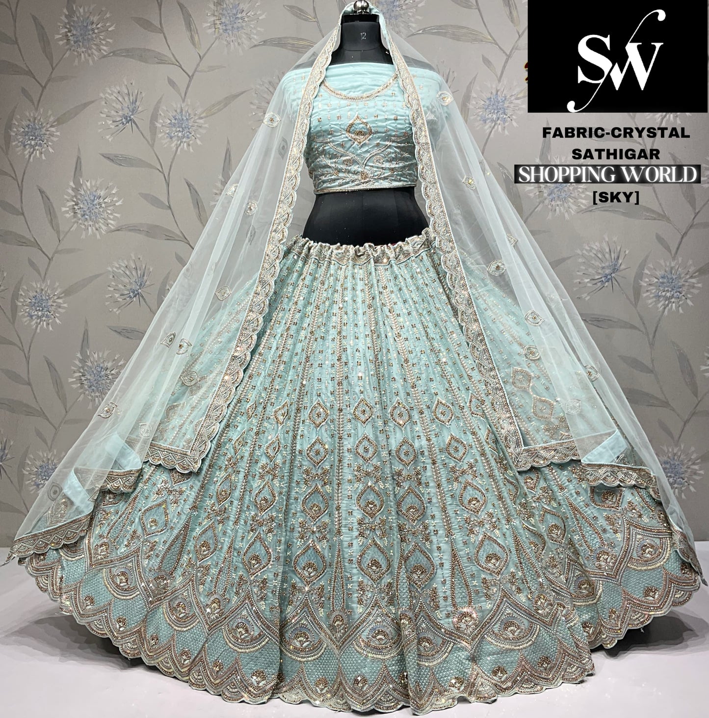 Charming peach Crystal party wear Lehenga