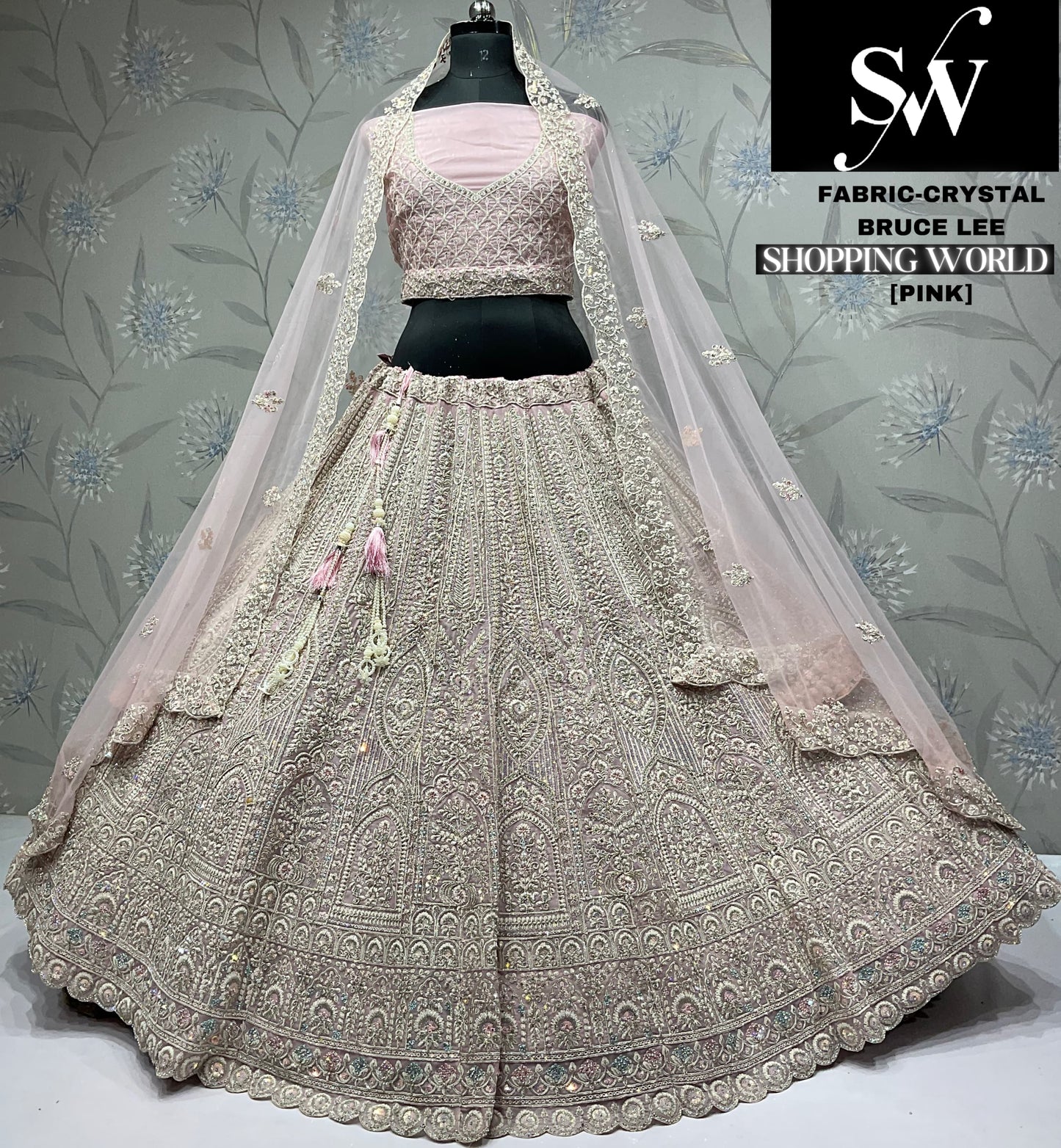 Delightful sky blue Crystal party wear Lehenga