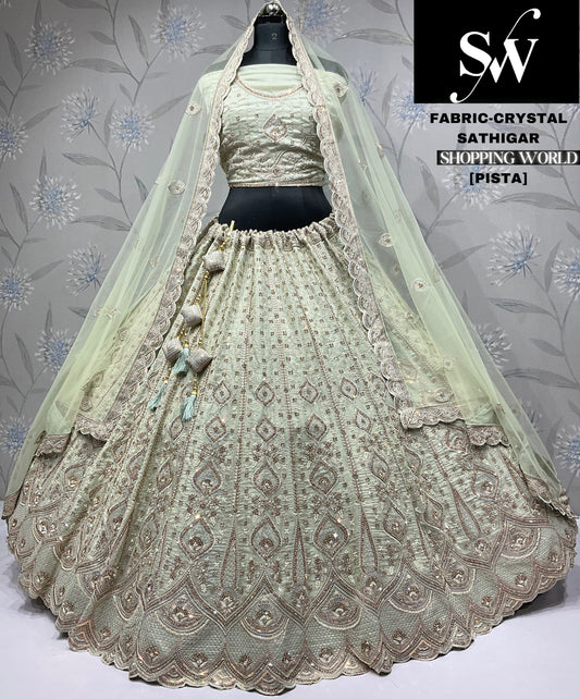 Charming peach Crystal party wear Lehenga