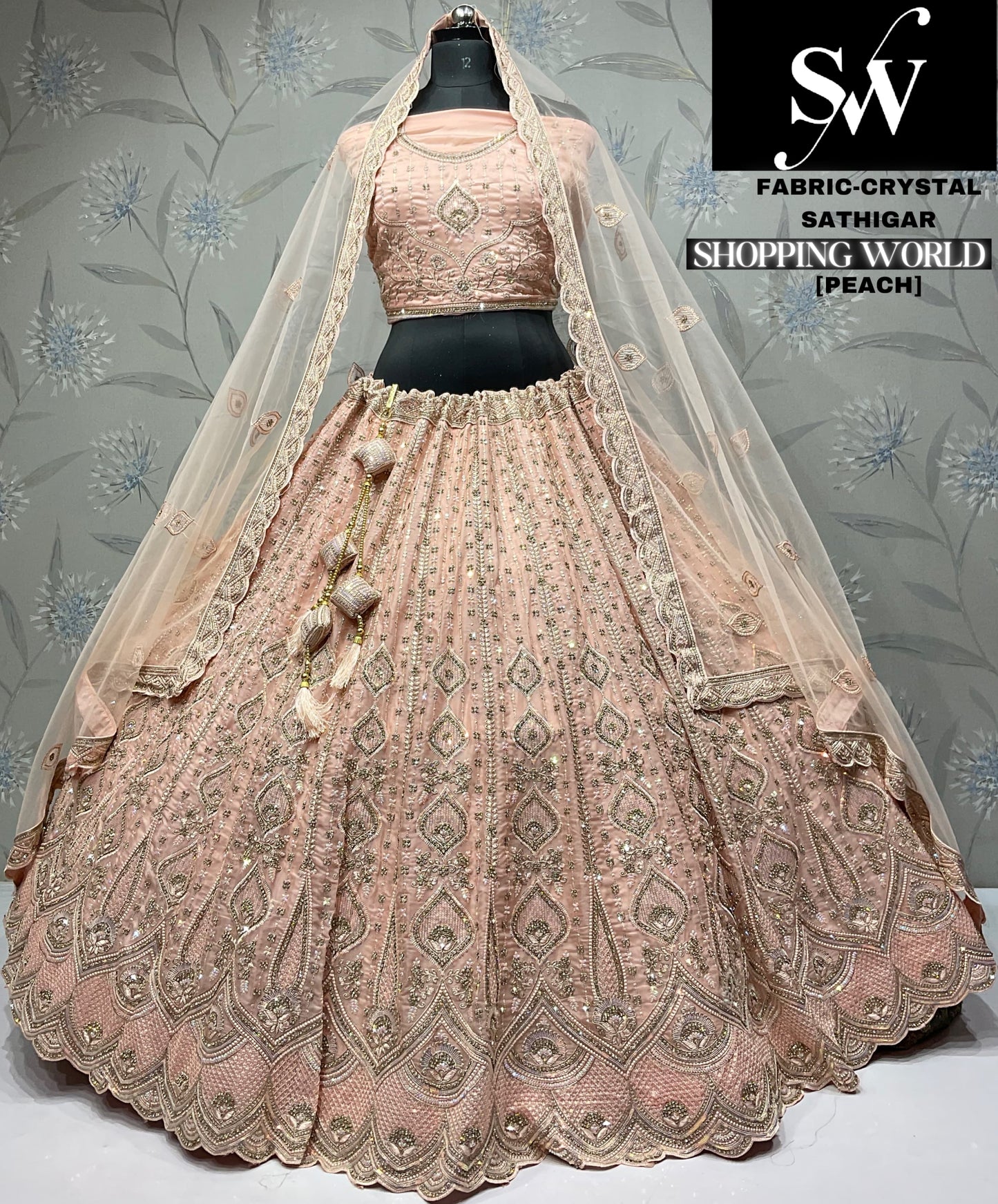 Eye catching pista green Crystal party wear Lehenga