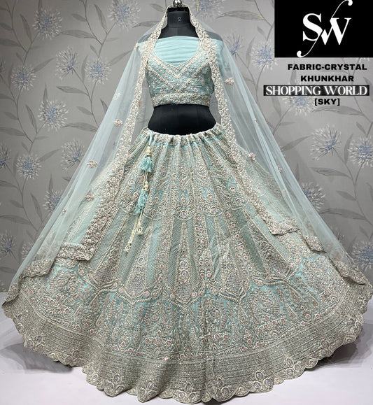 Beautiful pista green Crystal party wear Lehenga