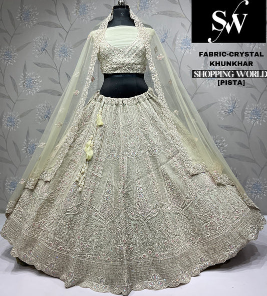 Eye catching lavender pink Crystal party wear Lehenga