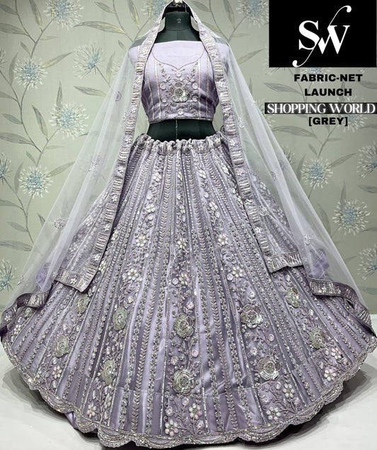 Stunning lavender grey Crystal party wear Lehenga