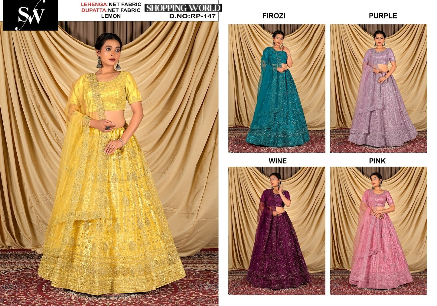 Glamorous net fabric lemon yellow Lehenga