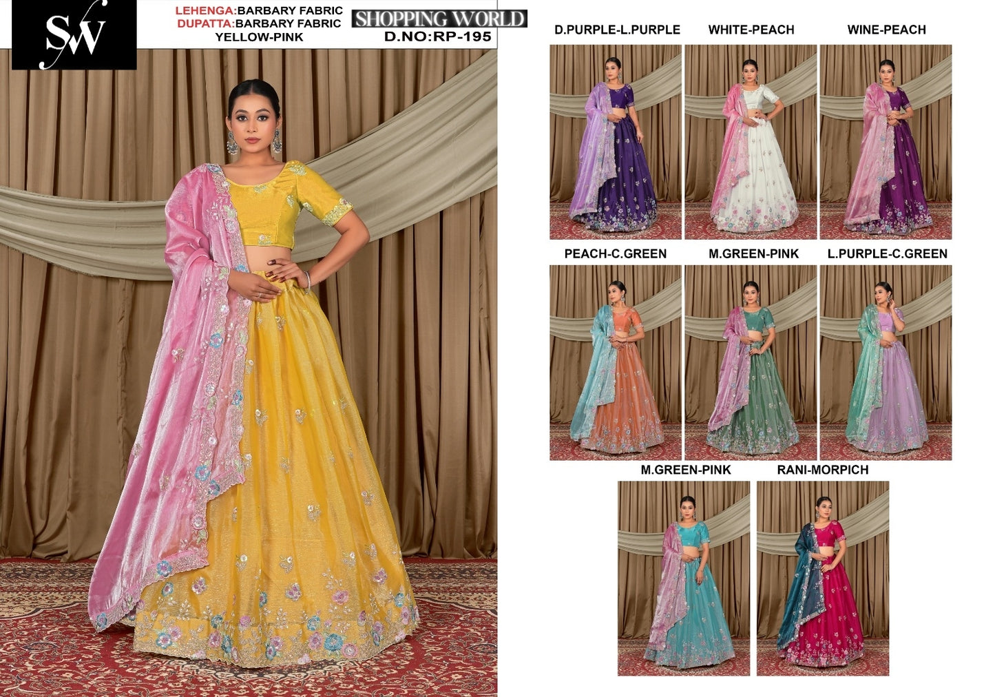 Attractive Burberry yellow pink lehenga