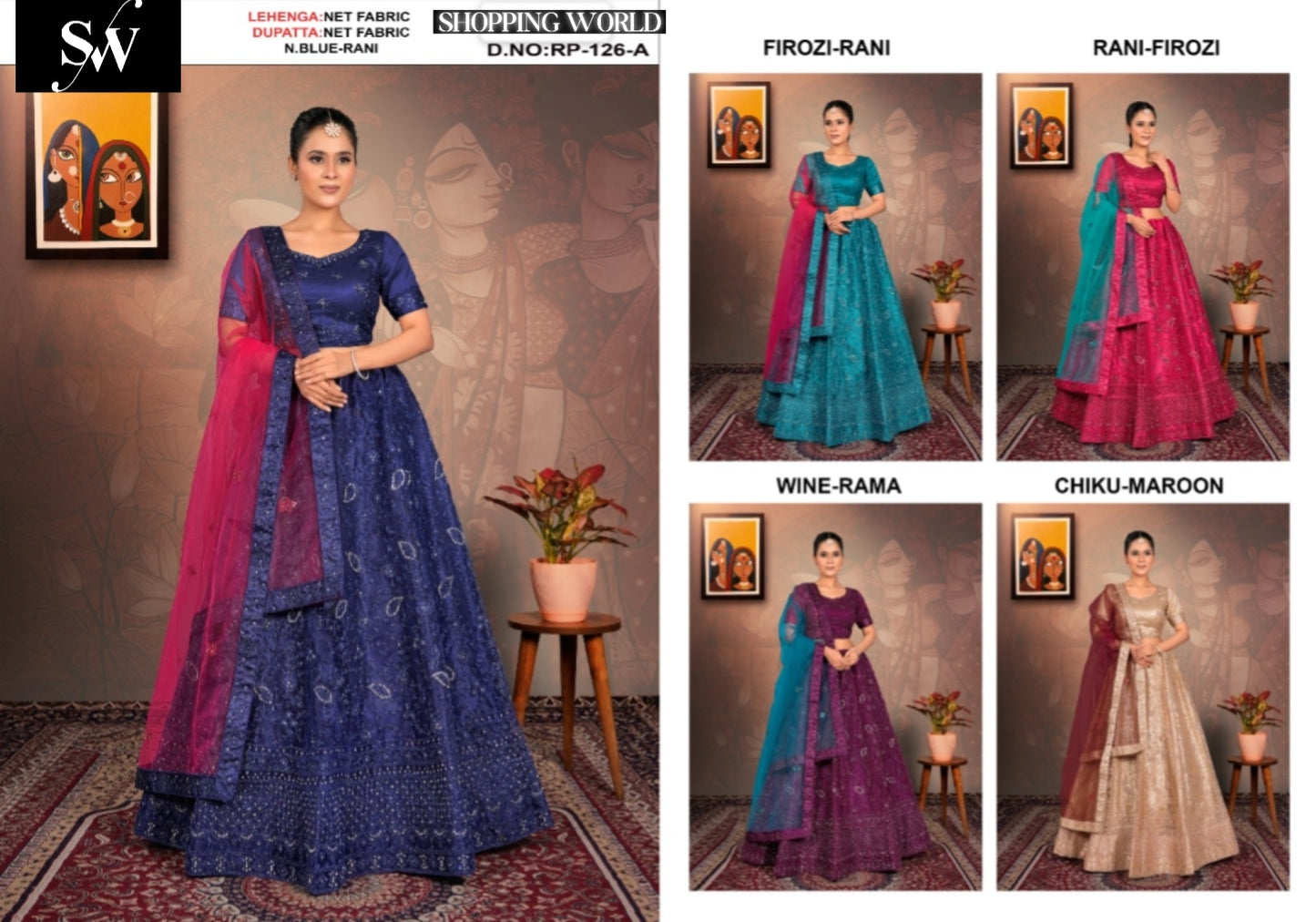 Cute net navy blue rani lehenga