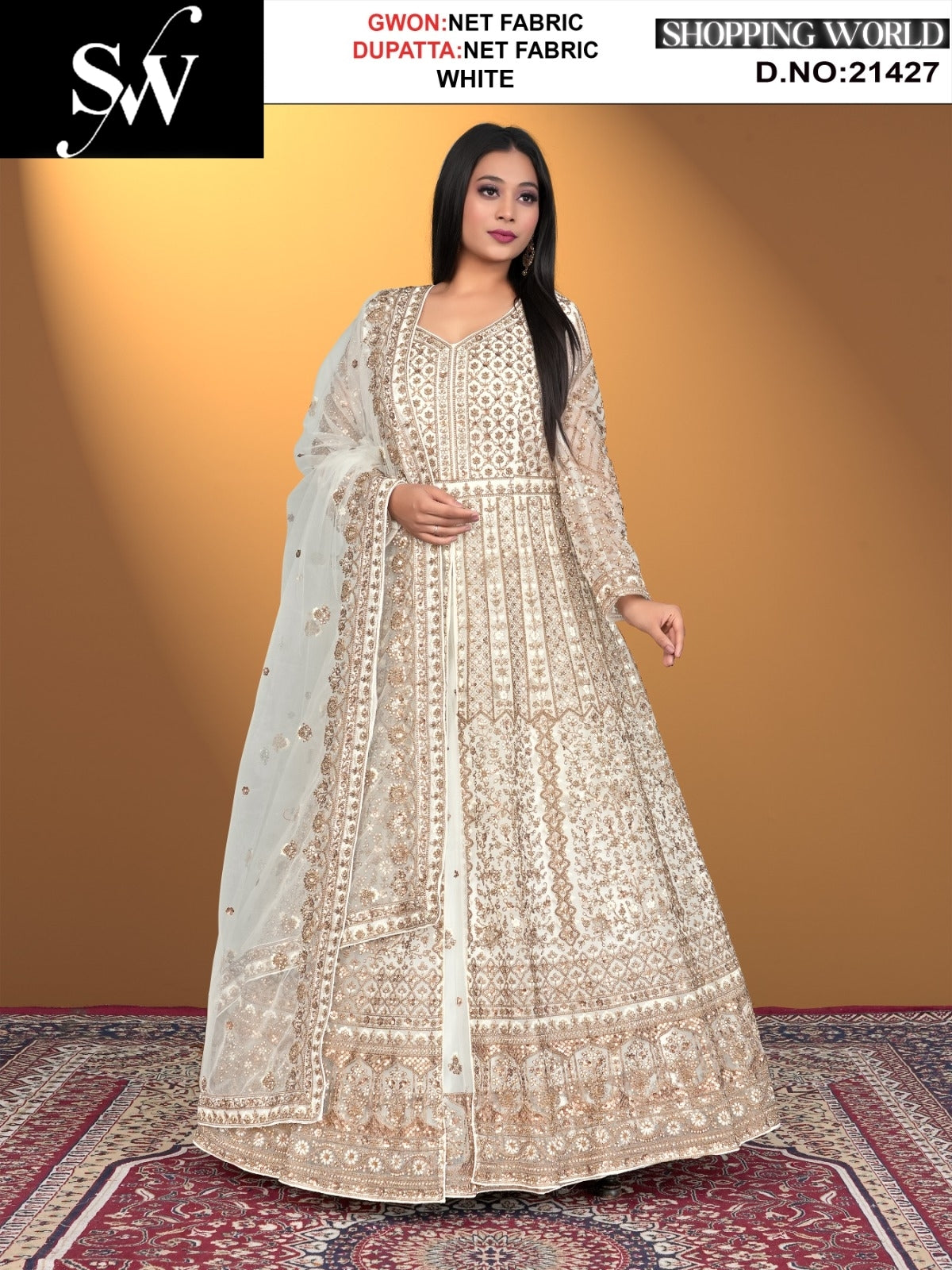 Good looking White net Fabric lehenga long dress muslim special upto large xl size