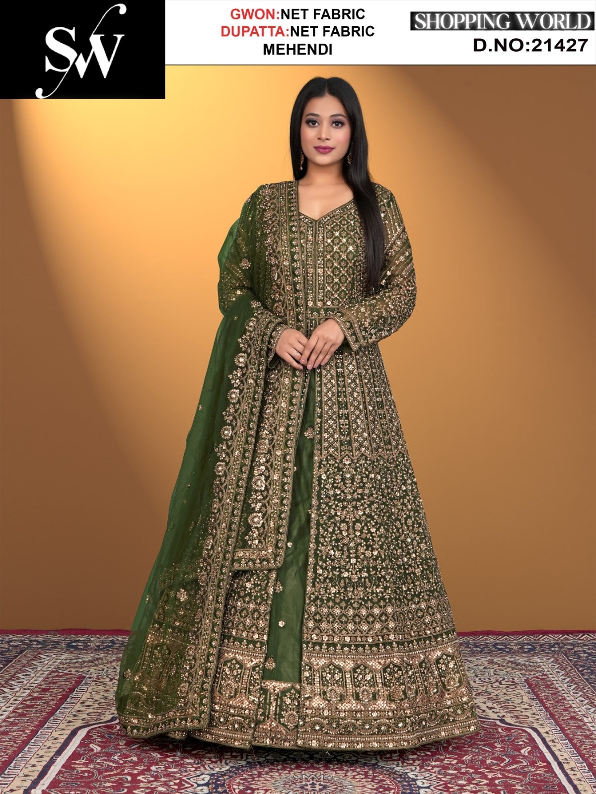 Amazing mehendi green net Fabric lehenga long dress muslim special upto large xl size