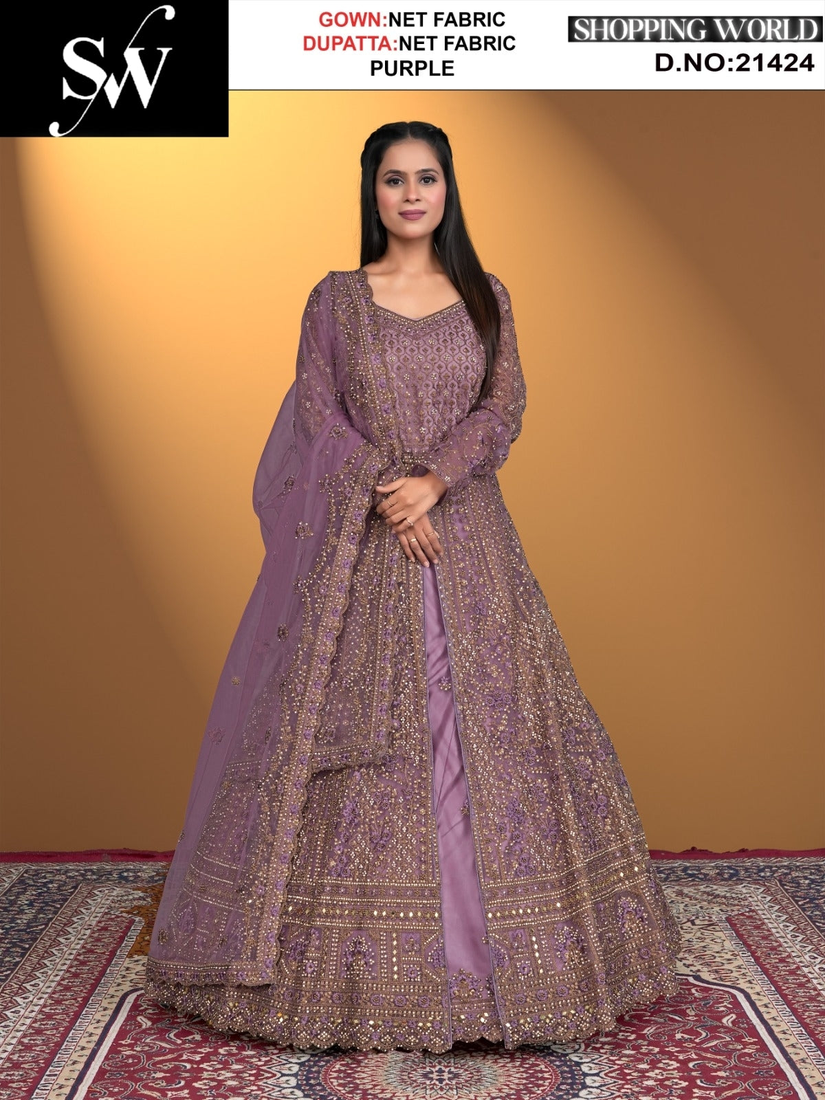 Fantastic purple net Fabric lehenga long dress muslim special upto large xl size