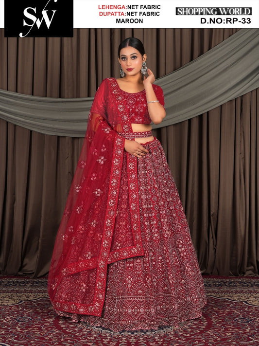 Cute Net Fabric purple pink lehenga