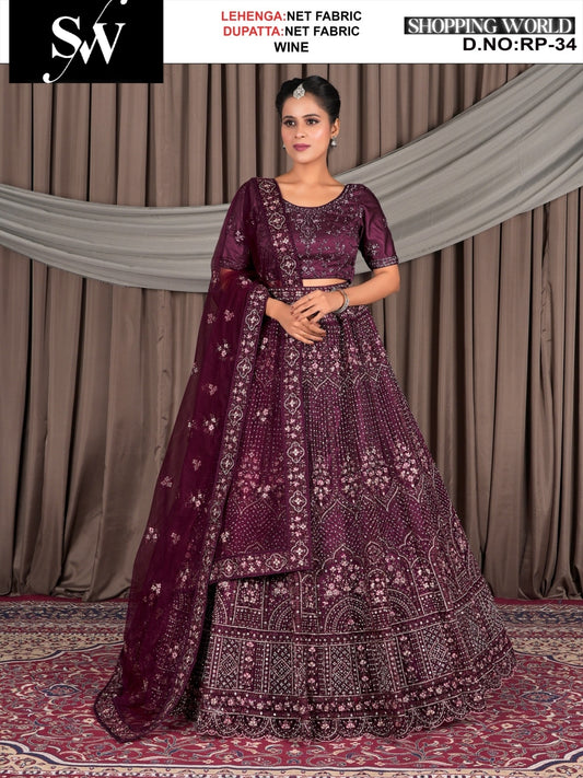 Preciosa lehenga azul Rama de tela de red