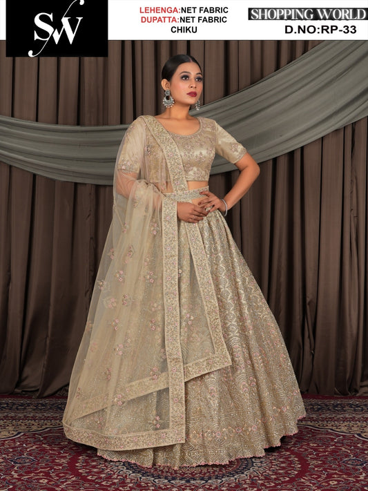 Delightful Net Fabric blue Firozi lehenga