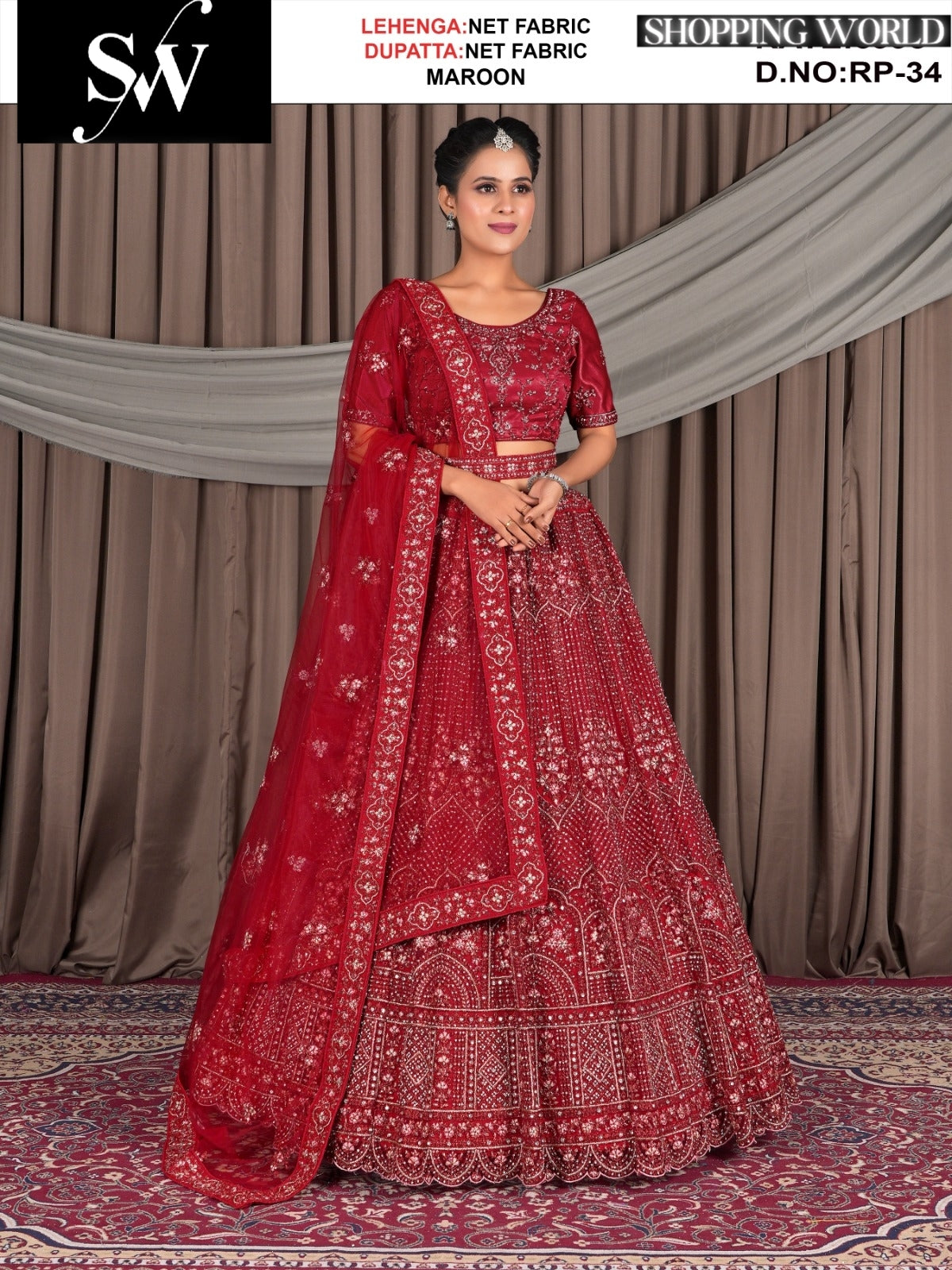 Stunning Net Fabric wine yellow purple pink rani rama blue maroon Lehenga