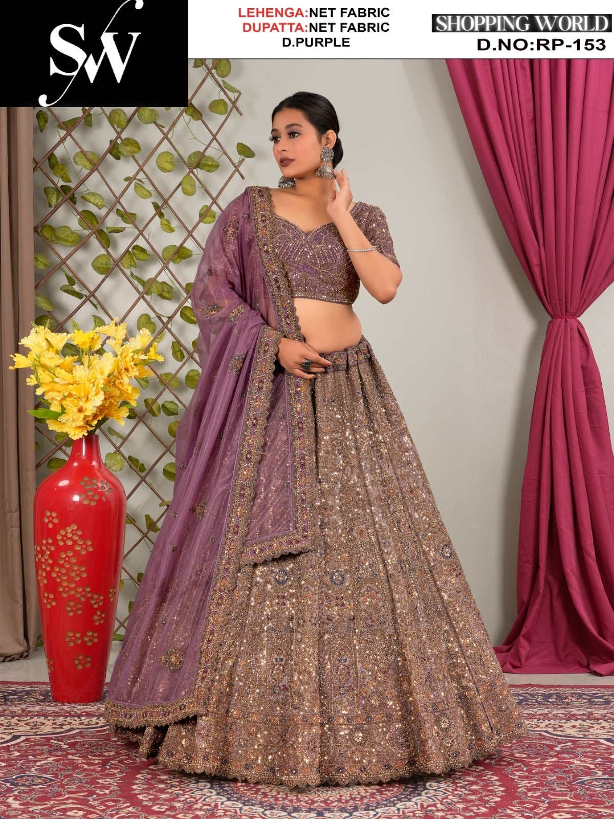 Fantastic Net Fabric purple lehenga