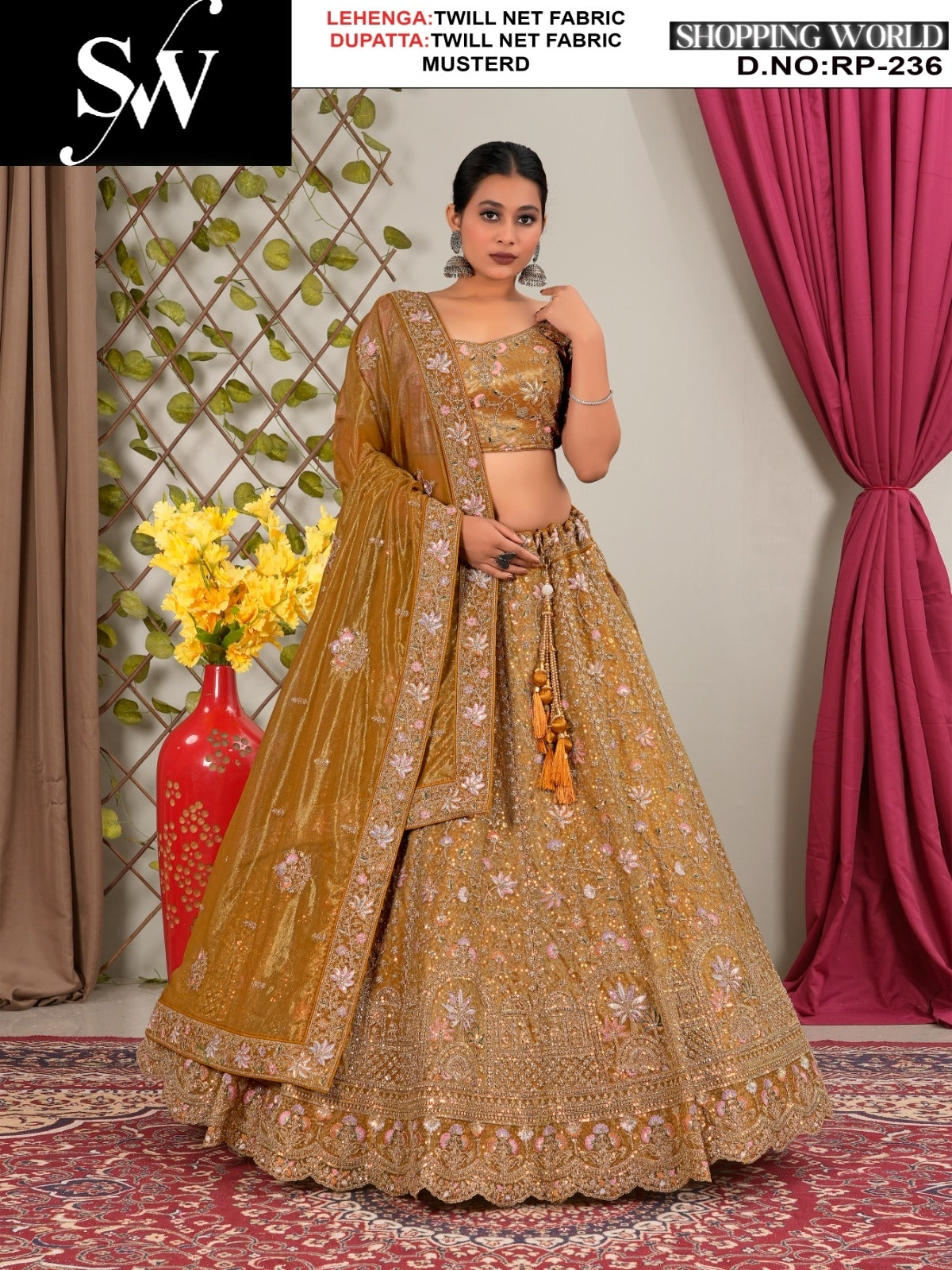 Lovely Twill Net Fabric Chiku lehenga