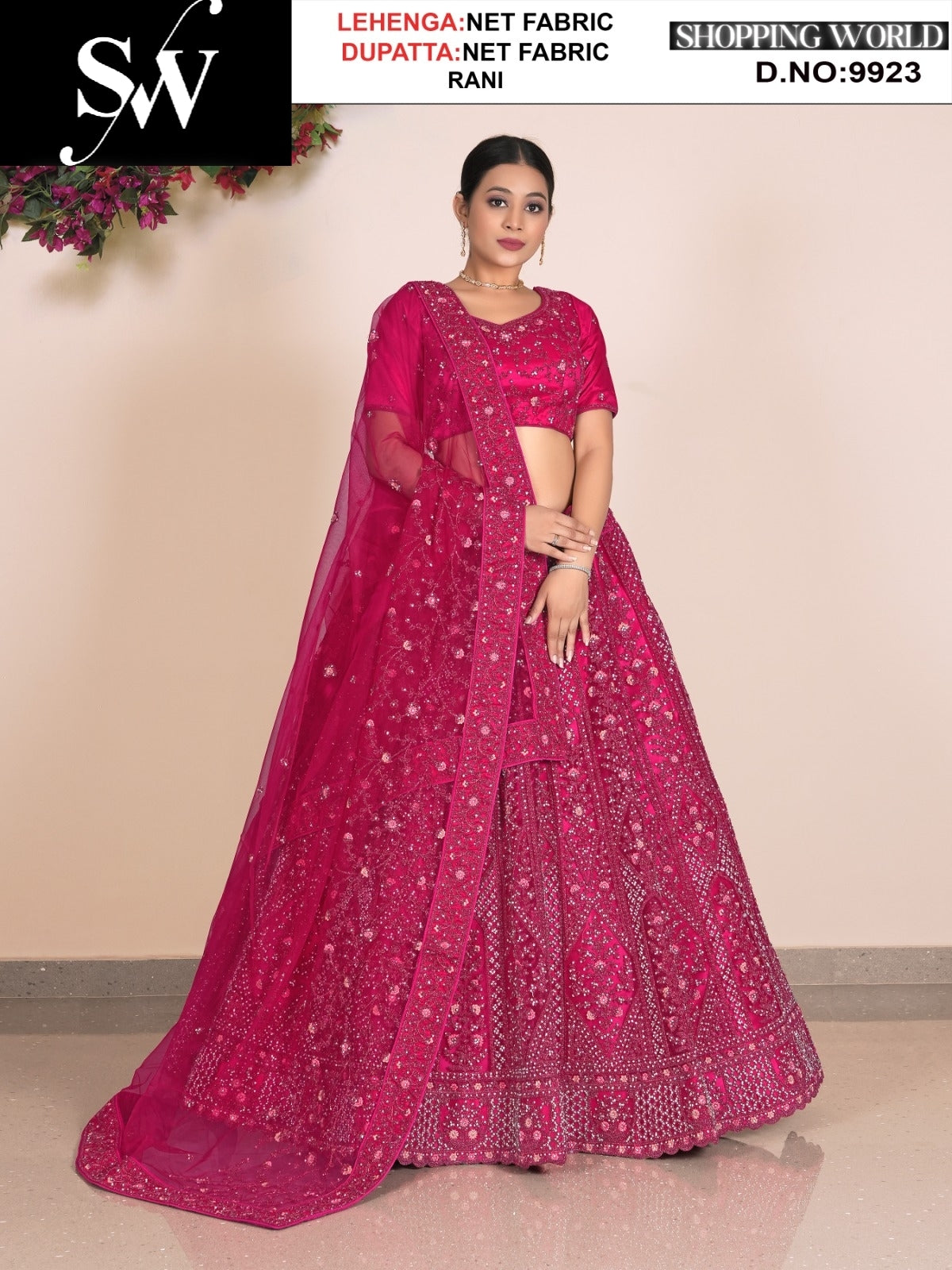 Good looking Net Fabric Rani red lehenga