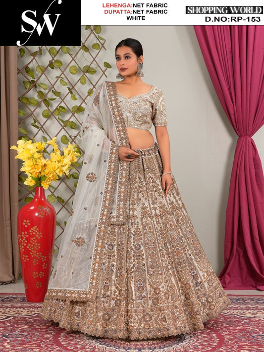 Gorgeous Net Fabric Rust lehenga