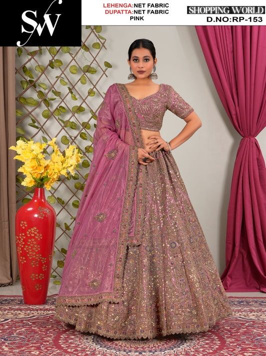 Fantastic Net Fabric purple lehenga