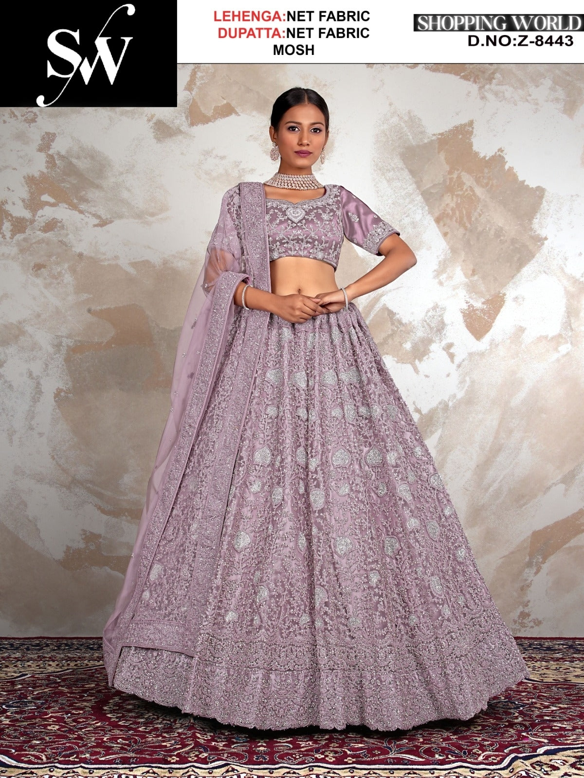 Glamorous Net Fabric dark pink Lehenga